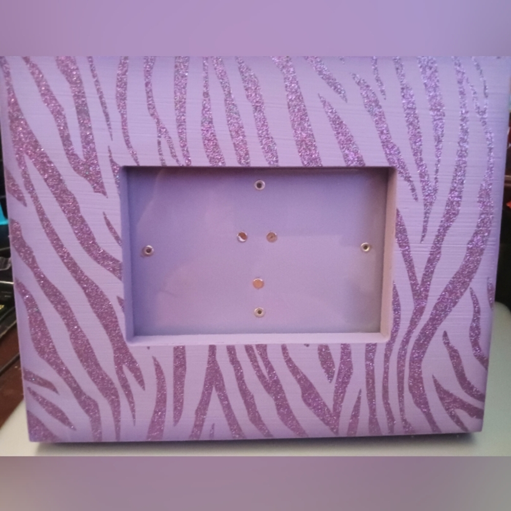 Purple tiger stripe wood picture frame NEW